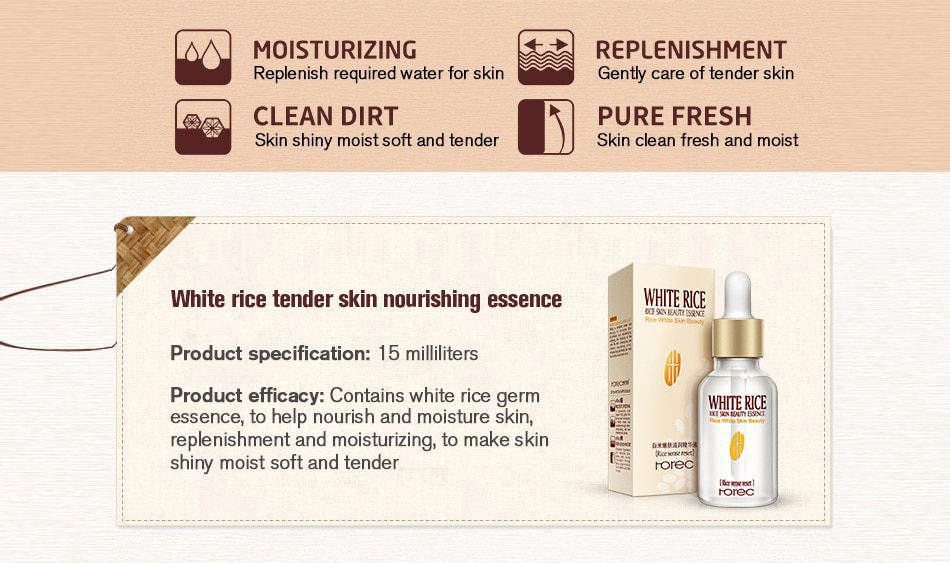 HOREC White Rice Whitening Serum Face Moisturizing Cream Anti Wrinkle Anti Aging Face Fine Lines Acne Treatment Skin Care 15ml HOREC White Rice Whitening Serum Face Moisturizing Cream Anti Wrinkle Anti Aging Face Fine Lines Acne Treatment Skin Care 15ml