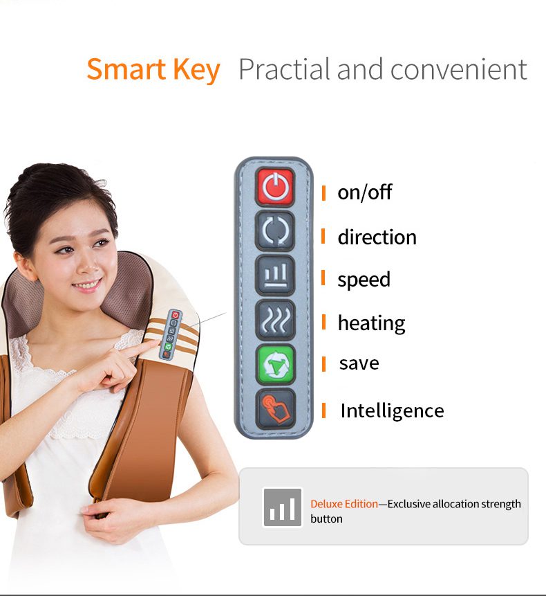 (with Gift Box)JinKaiRui U Shape Electrical Shiatsu Back Neck Shoulder Body Massager Infrared Heated Kneading Car/Home Massagem (with Gift Box)JinKaiRui U Shape Electrical Shiatsu Back Neck Shoulder Body Massager Infrared Heated Kneading Car/Home Massagem
