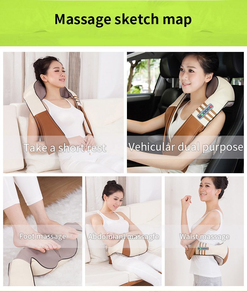 (with Gift Box)JinKaiRui U Shape Electrical Shiatsu Back Neck Shoulder Body Massager Infrared Heated Kneading Car/Home Massagem (with Gift Box)JinKaiRui U Shape Electrical Shiatsu Back Neck Shoulder Body Massager Infrared Heated Kneading Car/Home Massagem