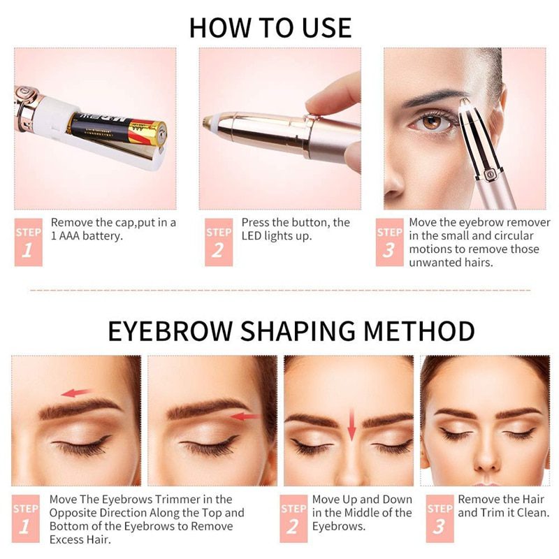 ANLAN Electric Eyebrow Trimmer Makeup Painless Eye Brow Epilator Mini Shaver Razors Portable Facial Hair Remover Women depilator ANLAN Electric Eyebrow Trimmer Makeup Painless Eye Brow Epilator Mini Shaver Razors Portable Facial Hair Remover Women depilator
