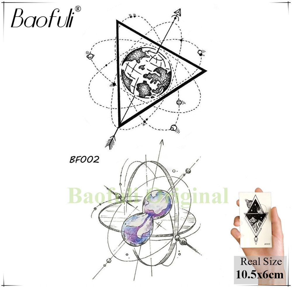 Baofuli Waterproof Temporary Sticker Geometric Planet Jellyfish Tattoo Black Triangle Tattoos Body Arm Men Fake Tatoos Chains Baofuli Waterproof Temporary Sticker Geometric Planet Jellyfish Tattoo Black Triangle Tattoos Body Arm Men Fake Tatoos Chains