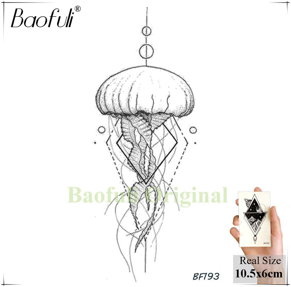 Baofuli Waterproof Temporary Sticker Geometric Planet Jellyfish Tattoo Black Triangle Tattoos Body Arm Men Fake Tatoos Chains Baofuli Waterproof Temporary Sticker Geometric Planet Jellyfish Tattoo Black Triangle Tattoos Body Arm Men Fake Tatoos Chains