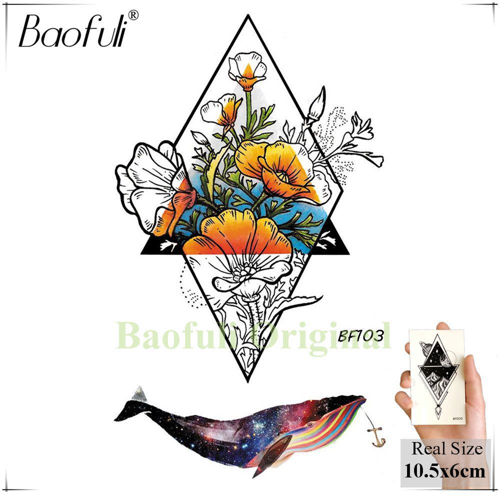 Baofuli Waterproof Temporary Sticker Geometric Planet Jellyfish Tattoo Black Triangle Tattoos Body Arm Men Fake Tatoos Chains Baofuli Waterproof Temporary Sticker Geometric Planet Jellyfish Tattoo Black Triangle Tattoos Body Arm Men Fake Tatoos Chains