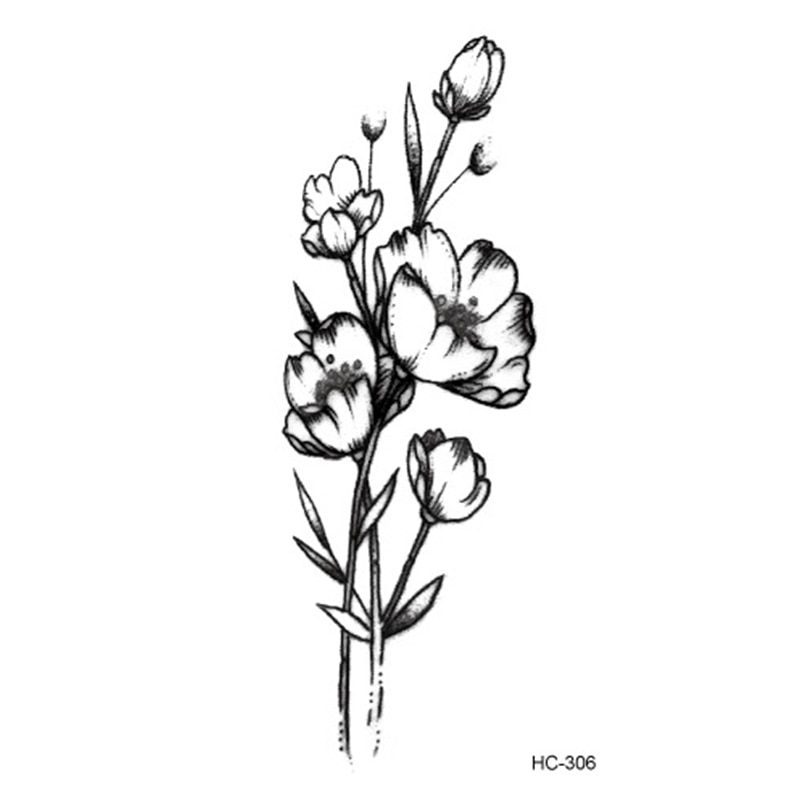 Hot 1PC Popular Ballet Black White Flowers Tattoos Sticker Temporary Drawing Body Art Fake Water Transfer Hot 1PC Popular Ballet Black White Flowers Tattoos Sticker Temporary Drawing Body Art Fake Water Transfer