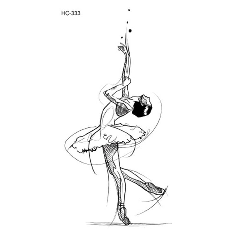 Hot 1PC Popular Ballet Black White Flowers Tattoos Sticker Temporary Drawing Body Art Fake Water Transfer Hot 1PC Popular Ballet Black White Flowers Tattoos Sticker Temporary Drawing Body Art Fake Water Transfer