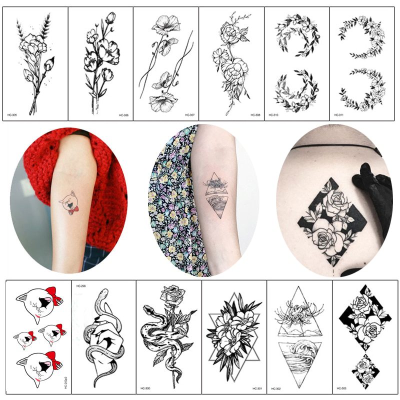 Hot 1PC Popular Ballet Black White Flowers Tattoos Sticker Temporary Drawing Body Art Fake Water Transfer Hot 1PC Popular Ballet Black White Flowers Tattoos Sticker Temporary Drawing Body Art Fake Water Transfer