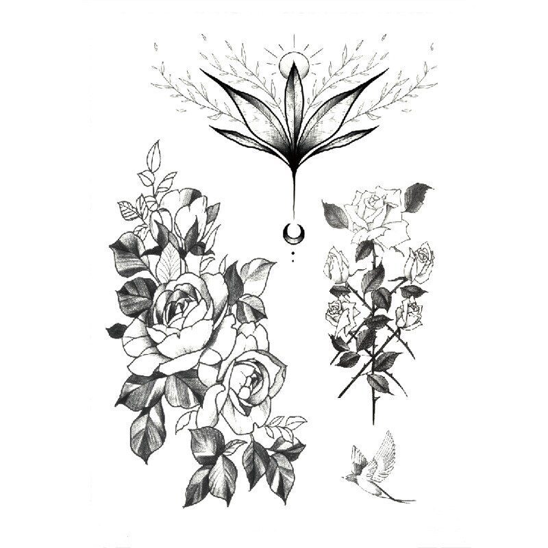 1 PC Fashion Women Girl Temporary Tattoo Sticker Black Roses Design Full Flower Arm Body Art Big Large Fake Tattoo Sticker 1 PC Fashion Women Girl Temporary Tattoo Sticker Black Roses Design Full Flower Arm Body Art Big Large Fake Tattoo Sticker
