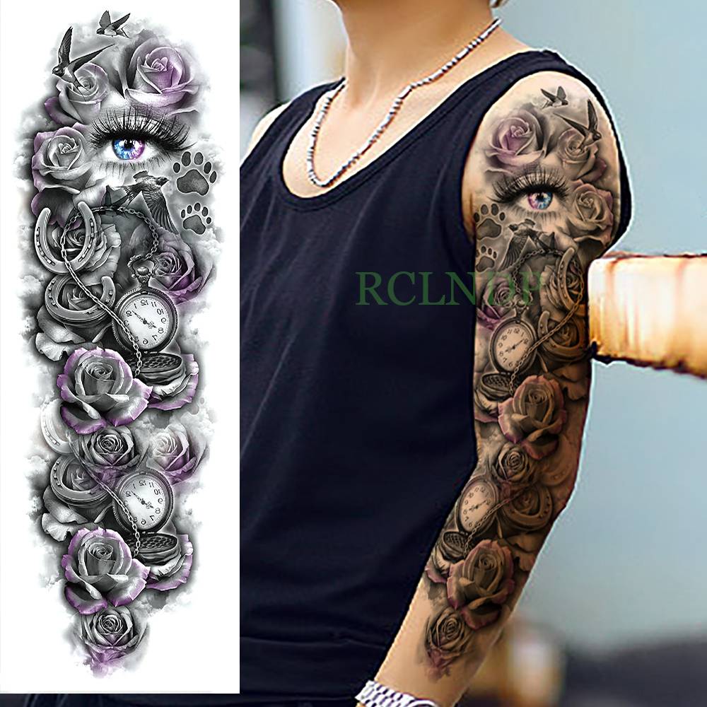 Waterproof Temporary Tattoo Sticker eye clock bird Pagoda full arm large size fake tatto flash tatoo sleeve tato for men women Waterproof Temporary Tattoo Sticker eye clock bird Pagoda full arm large size fake tatto flash tatoo sleeve tato for men women