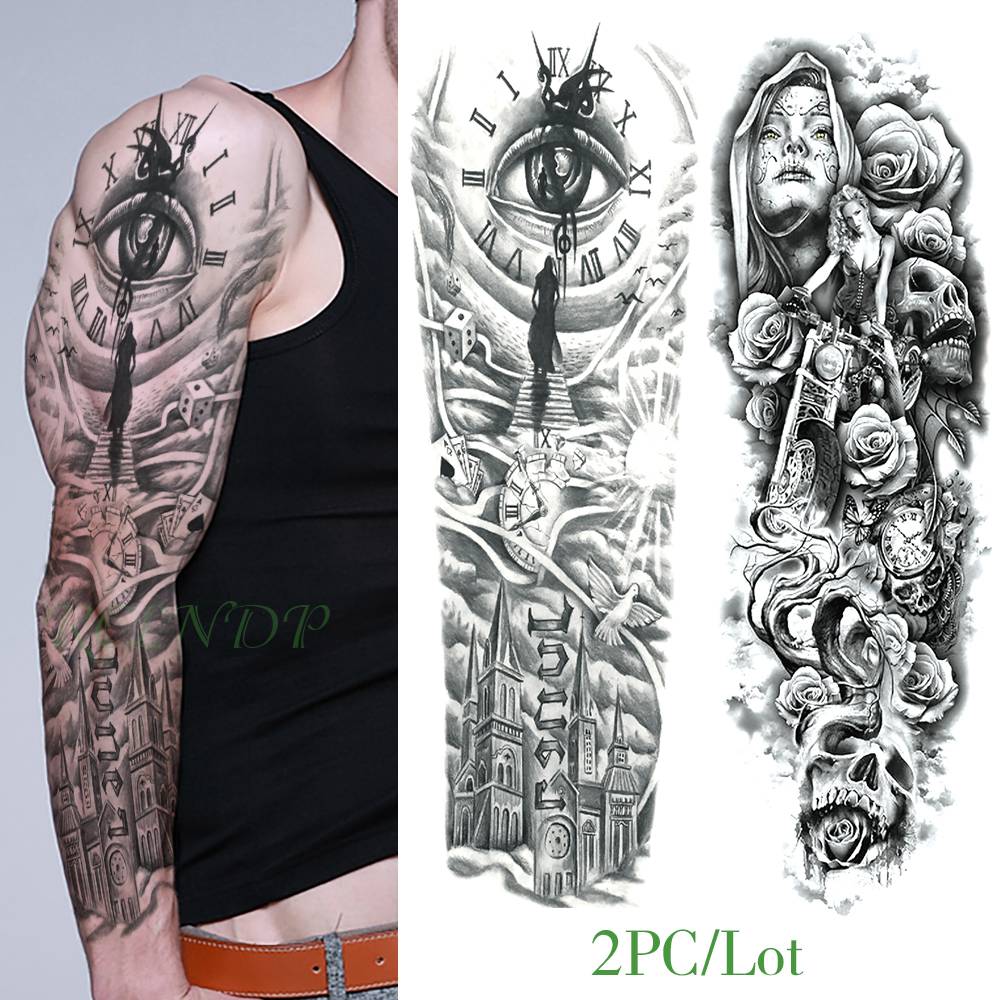 Waterproof Temporary Tattoo Sticker eye clock bird Pagoda full arm large size fake tatto flash tatoo sleeve tato for men women Waterproof Temporary Tattoo Sticker eye clock bird Pagoda full arm large size fake tatto flash tatoo sleeve tato for men women