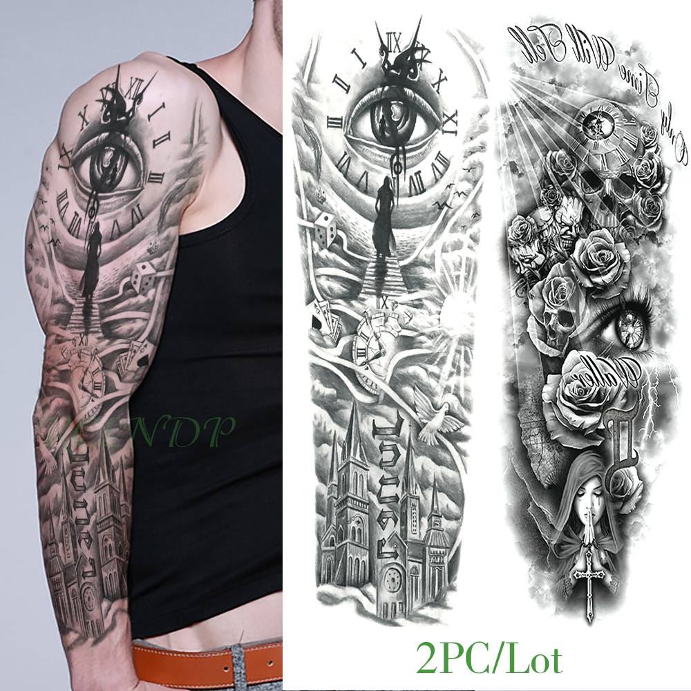 Waterproof Temporary Tattoo Sticker eye clock bird Pagoda full arm large size fake tatto flash tatoo sleeve tato for men women Waterproof Temporary Tattoo Sticker eye clock bird Pagoda full arm large size fake tatto flash tatoo sleeve tato for men women