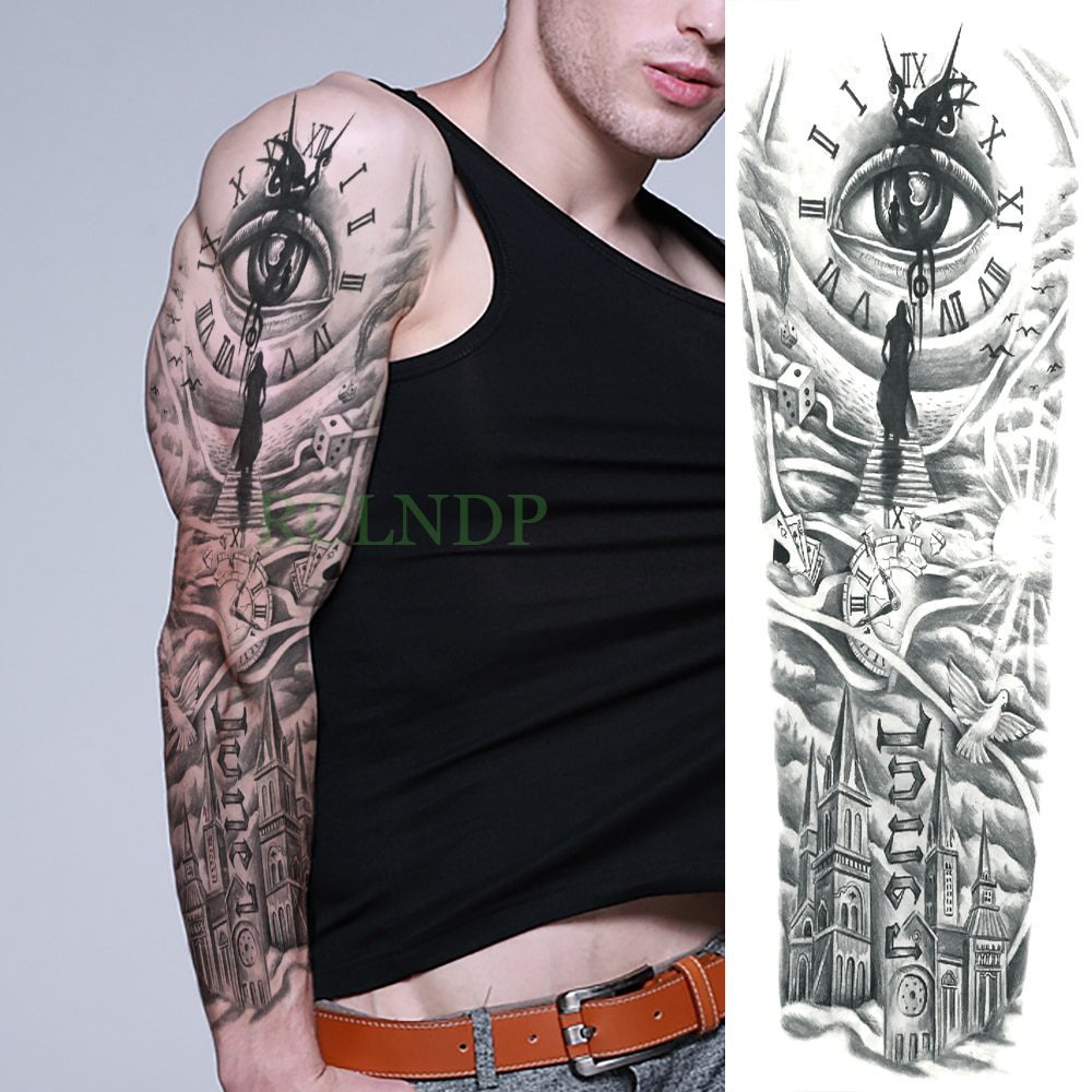 Waterproof Temporary Tattoo Sticker eye clock bird Pagoda full arm large size fake tatto flash tatoo sleeve tato for men women Waterproof Temporary Tattoo Sticker eye clock bird Pagoda full arm large size fake tatto flash tatoo sleeve tato for men women