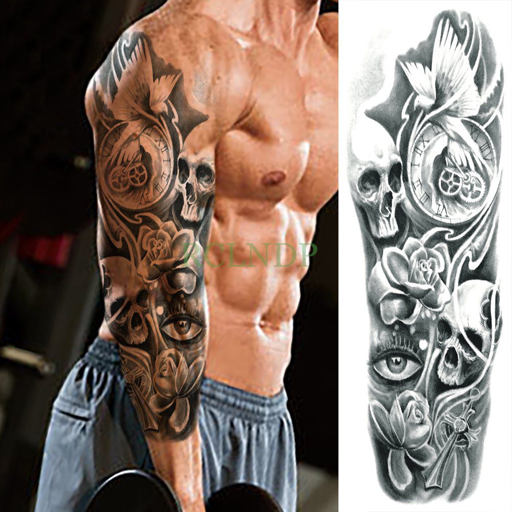 Waterproof Temporary Tattoo Sticker eye clock bird Pagoda full arm large size fake tatto flash tatoo sleeve tato for men women Waterproof Temporary Tattoo Sticker eye clock bird Pagoda full arm large size fake tatto flash tatoo sleeve tato for men women