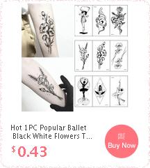 Fashion Black White Flower Tattoo Sticker Women Body Art Peony Rose Waterproof Water Transfer Temporary Tattoo