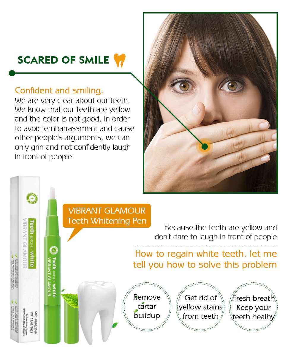 VIBRANT GLAMOUR Teeth Whitening Pen Cleaning Serum Remove Plaque Stains Dental Tools Oral Hygiene Tooth Gel WhitenningToothpaste