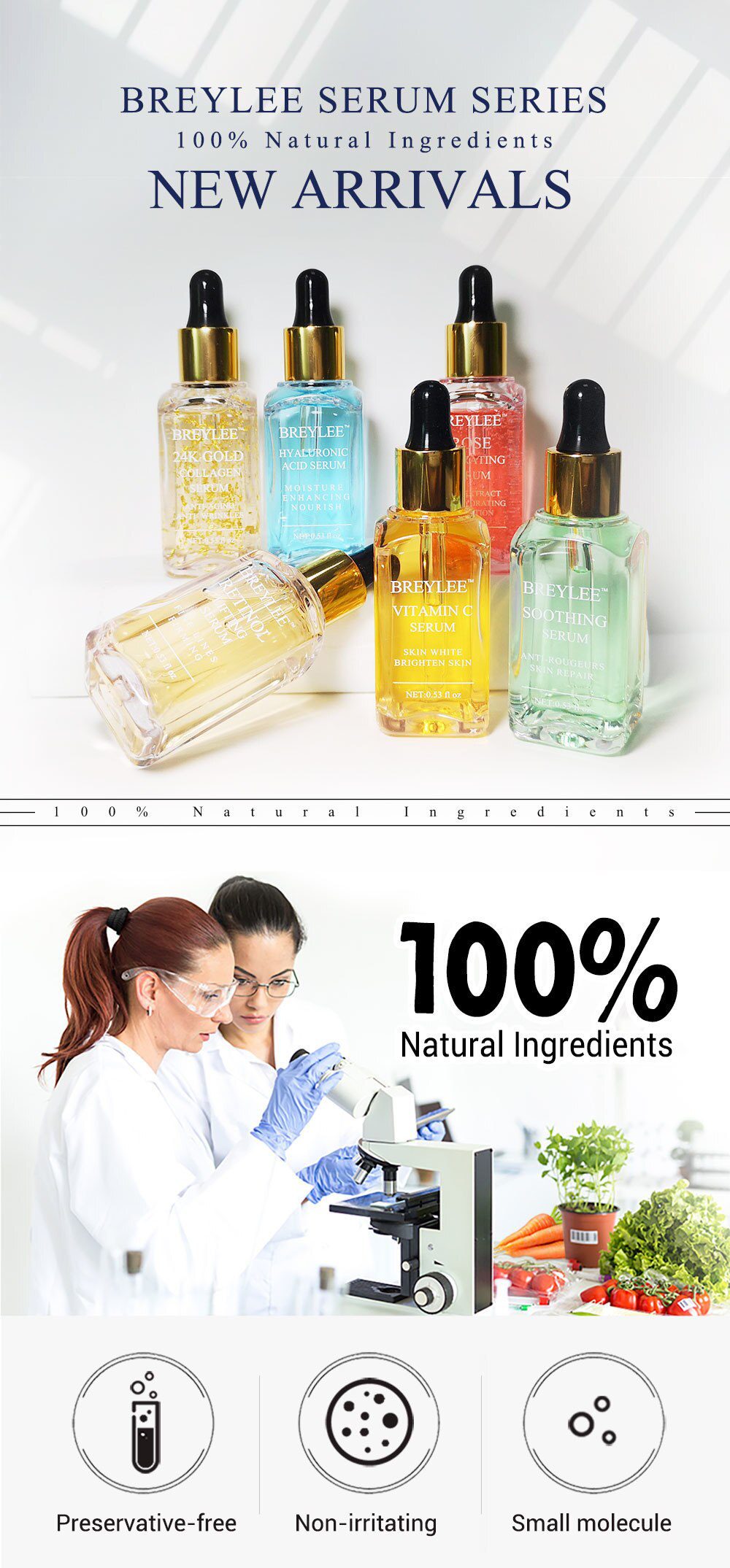 BREYLEE Serum Series Hyaluronic Acid Rose Nourishing Vitamin C whitening Retinol Firming 24k Gold Soothing Repair Face Care 1pcs BREYLEE Serum Series Hyaluronic Acid Rose Nourishing Vitamin C whitening Retinol Firming 24k Gold Soothing Repair Face Care 1pcs