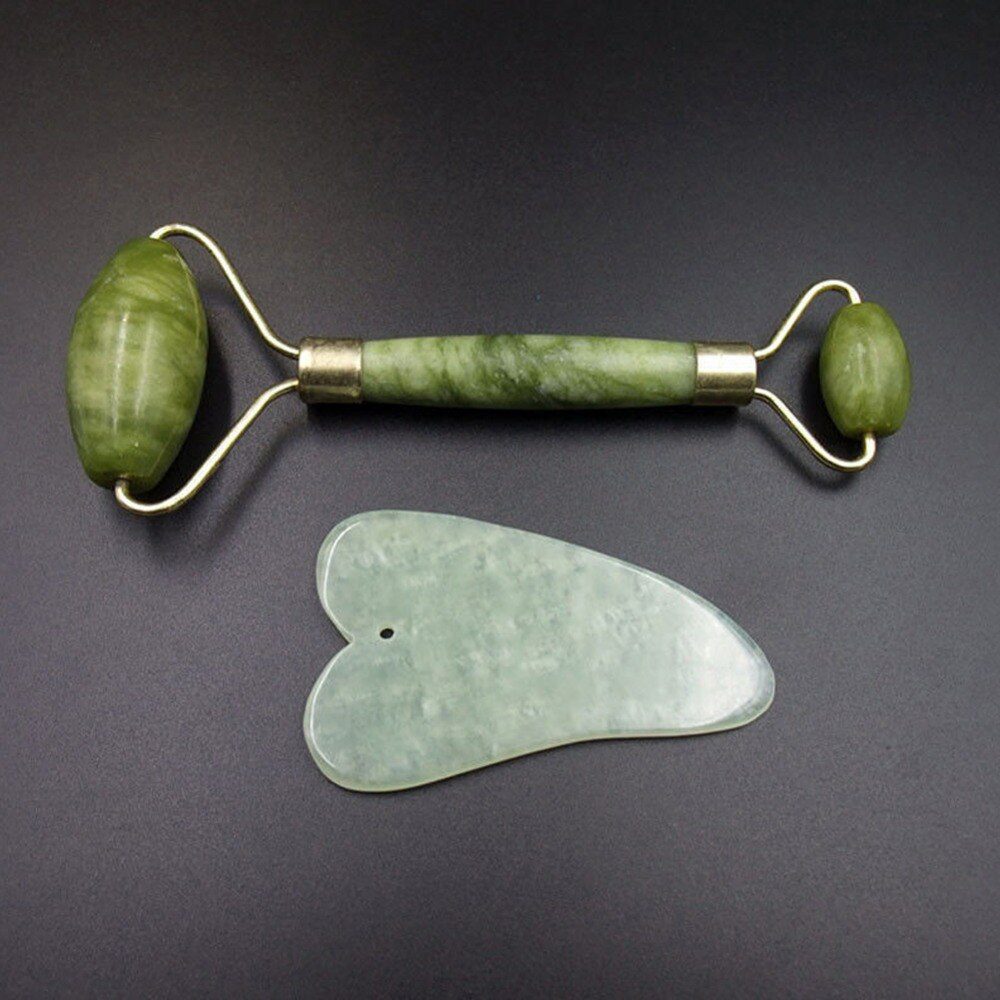 2pcs Facial Massage Jade Roller Face Neck Natural Stone Health Care Body Jade Gua Sha Board Beauty Tool Set #281270 2pcs Facial Massage Jade Roller Face Neck Natural Stone Health Care Body Jade Gua Sha Board Beauty Tool Set #281270
