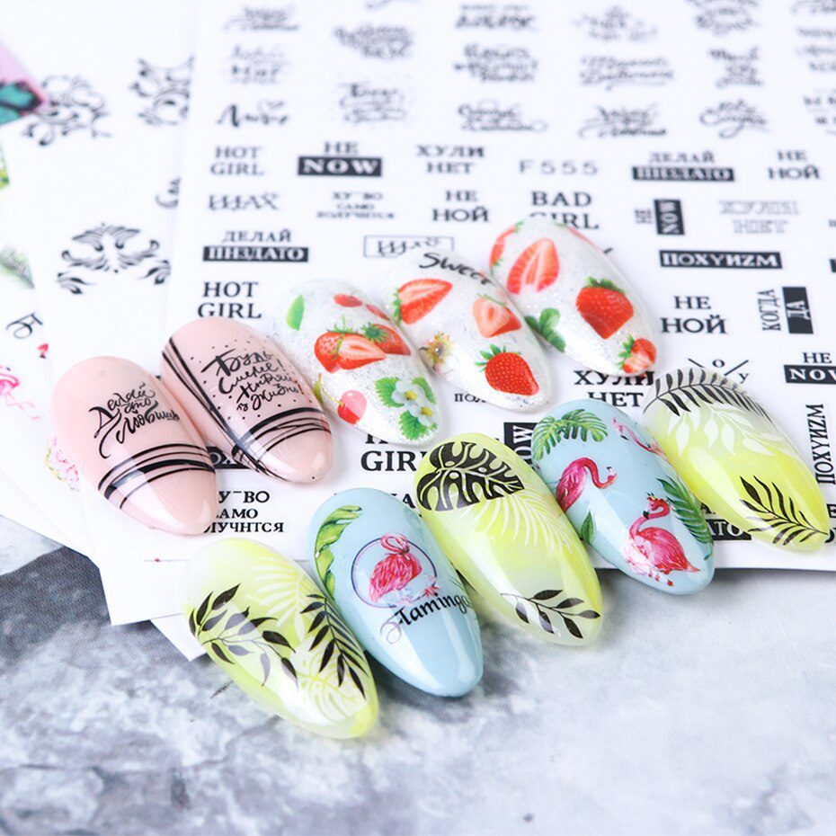 1pcs 3D Nail Slider Black Russia Letter Sticker Decals Flamingo Design Adhesive Manicure Tips Nail Art Decorations CHF554-563 1pcs 3D Nail Slider Black Russia Letter Sticker Decals Flamingo Design Adhesive Manicure Tips Nail Art Decorations CHF554-563