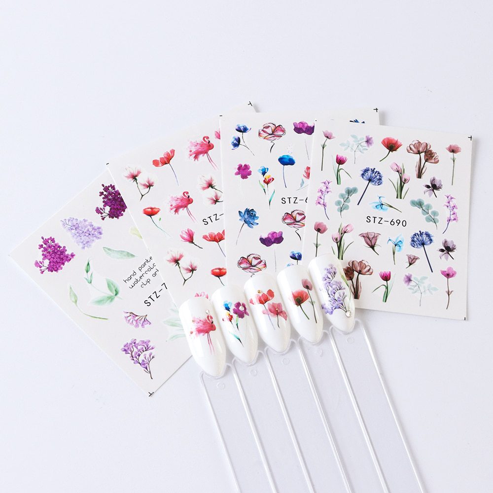 24pcs Watercolor Floral Flower Sticker Nail Decal Set Flamingo Letter Design Gel Manicure Decor Water Slider Foil CHSTZ683-706-1 24pcs Watercolor Floral Flower Sticker Nail Decal Set Flamingo Letter Design Gel Manicure Decor Water Slider Foil CHSTZ683-706-1