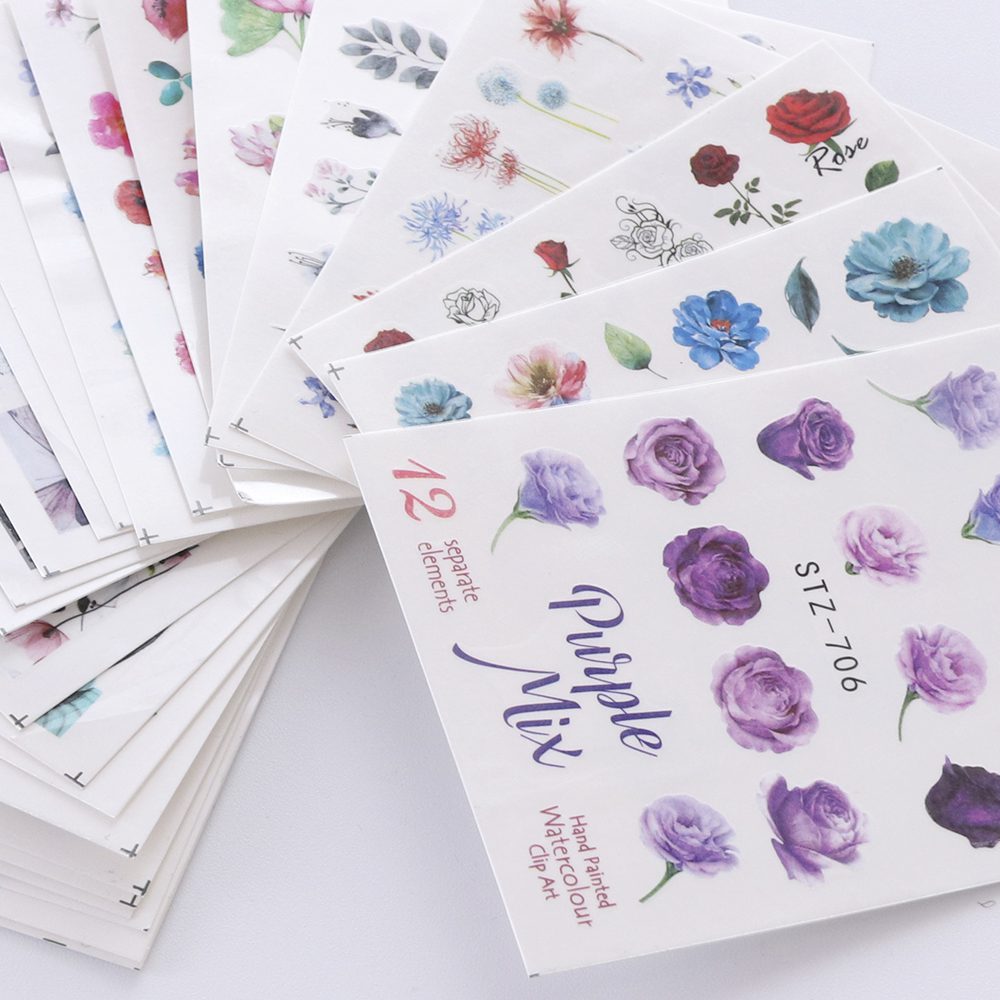 24pcs Watercolor Floral Flower Sticker Nail Decal Set Flamingo Letter Design Gel Manicure Decor Water Slider Foil CHSTZ683-706-1 24pcs Watercolor Floral Flower Sticker Nail Decal Set Flamingo Letter Design Gel Manicure Decor Water Slider Foil CHSTZ683-706-1