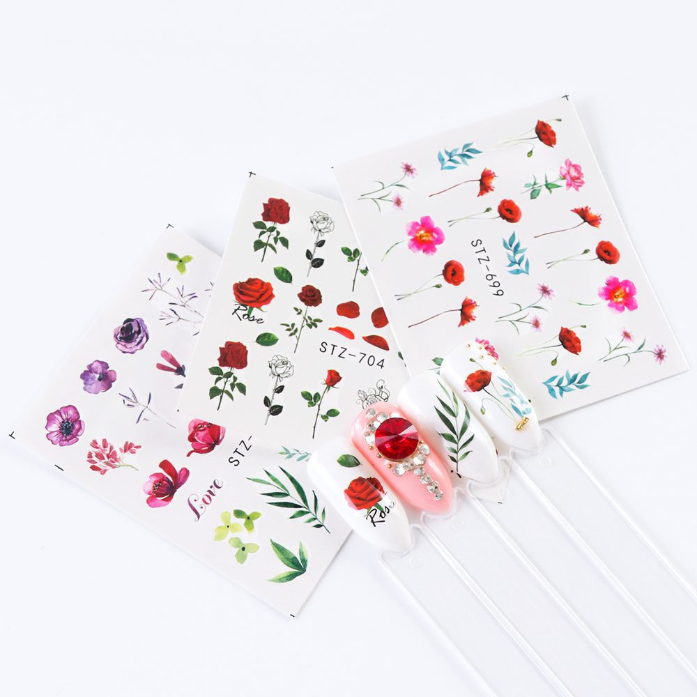 24pcs Watercolor Floral Flower Sticker Nail Decal Set Flamingo Letter Design Gel Manicure Decor Water Slider Foil CHSTZ683-706-1 24pcs Watercolor Floral Flower Sticker Nail Decal Set Flamingo Letter Design Gel Manicure Decor Water Slider Foil CHSTZ683-706-1