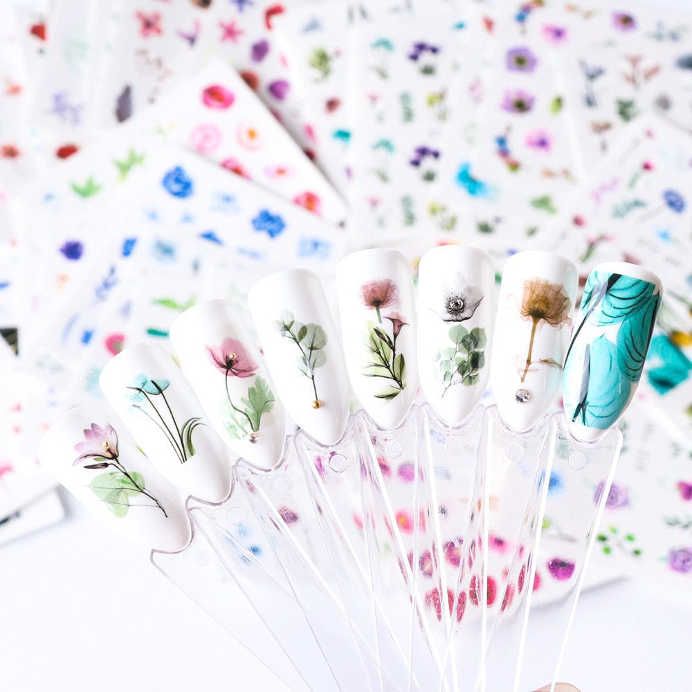 24pcs Watercolor Floral Flower Sticker Nail Decal Set Flamingo Letter Design Gel Manicure Decor Water Slider Foil CHSTZ683-706-1 24pcs Watercolor Floral Flower Sticker Nail Decal Set Flamingo Letter Design Gel Manicure Decor Water Slider Foil CHSTZ683-706-1