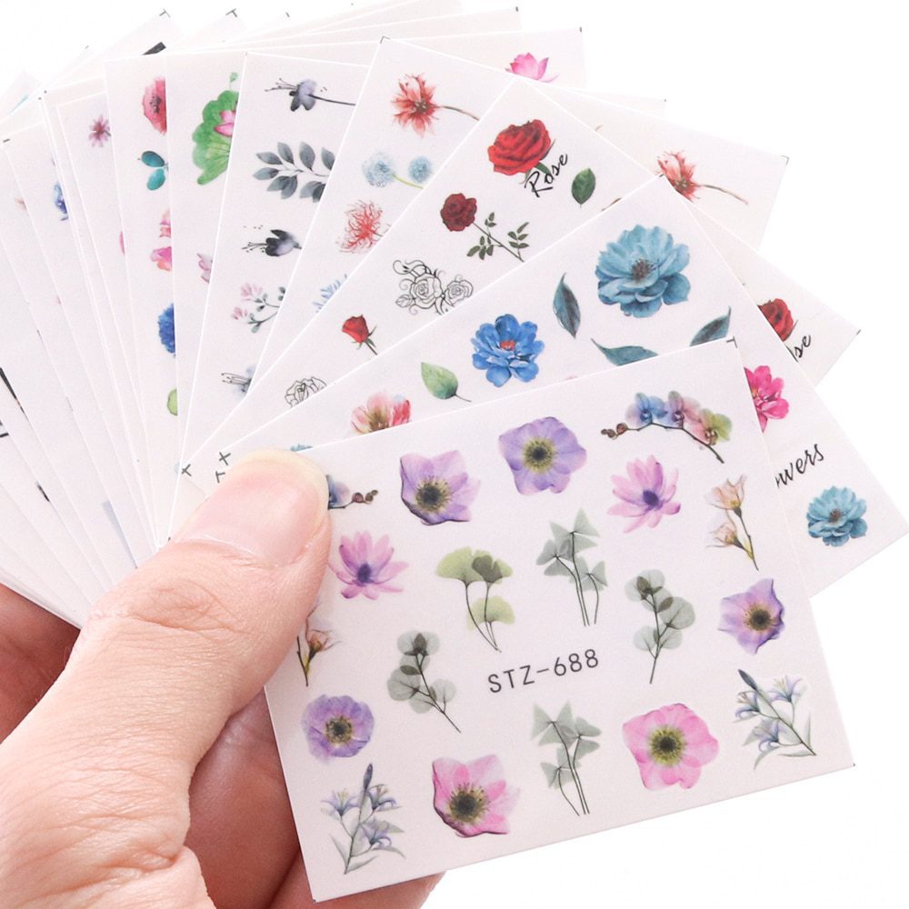 24pcs Watercolor Floral Flower Sticker Nail Decal Set Flamingo Letter Design Gel Manicure Decor Water Slider Foil CHSTZ683-706-1 24pcs Watercolor Floral Flower Sticker Nail Decal Set Flamingo Letter Design Gel Manicure Decor Water Slider Foil CHSTZ683-706-1