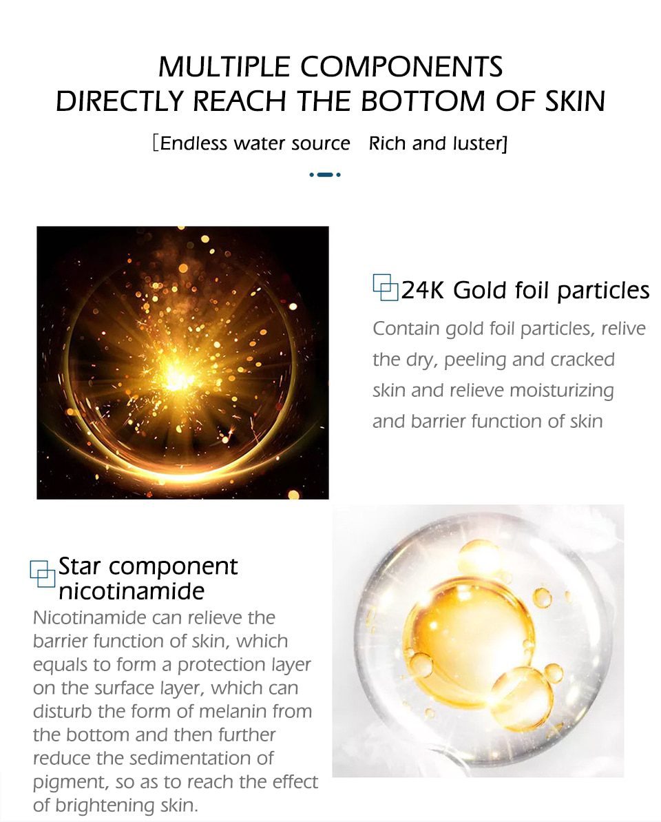 SENANA Hyaluronic Acid Face Serum 24k gold Nicotinamide Ampoule Anti-Aging Shrink pores Anti-Ance Whitening Moisturizing essence SENANA Hyaluronic Acid Face Serum 24k gold Nicotinamide Ampoule Anti-Aging Shrink pores Anti-Ance Whitening Moisturizing essence