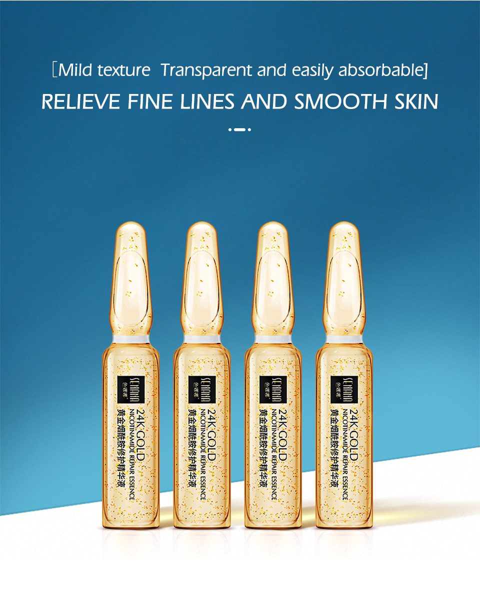 SENANA Hyaluronic Acid Face Serum 24k gold Nicotinamide Ampoule Anti-Aging Shrink pores Anti-Ance Whitening Moisturizing essence SENANA Hyaluronic Acid Face Serum 24k gold Nicotinamide Ampoule Anti-Aging Shrink pores Anti-Ance Whitening Moisturizing essence