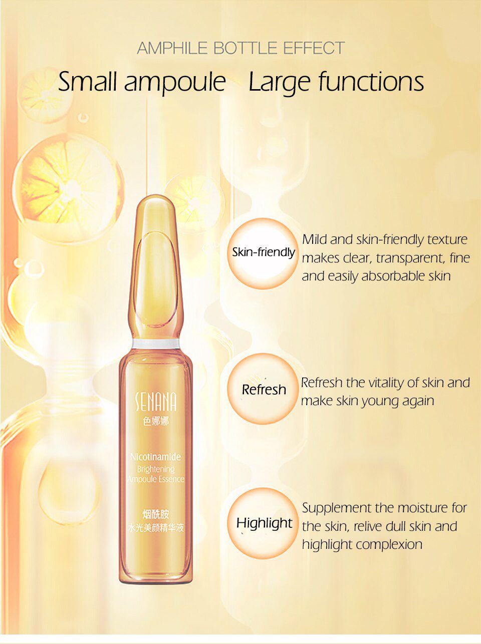 SENANA Hyaluronic Acid Face Serum 24k gold Nicotinamide Ampoule Anti-Aging Shrink pores Anti-Ance Whitening Moisturizing essence SENANA Hyaluronic Acid Face Serum 24k gold Nicotinamide Ampoule Anti-Aging Shrink pores Anti-Ance Whitening Moisturizing essence