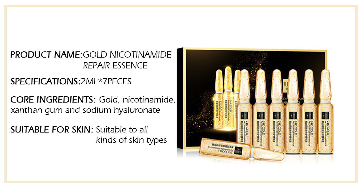 SENANA Hyaluronic Acid Face Serum 24k gold Nicotinamide Ampoule Anti-Aging Shrink pores Anti-Ance Whitening Moisturizing essence SENANA Hyaluronic Acid Face Serum 24k gold Nicotinamide Ampoule Anti-Aging Shrink pores Anti-Ance Whitening Moisturizing essence