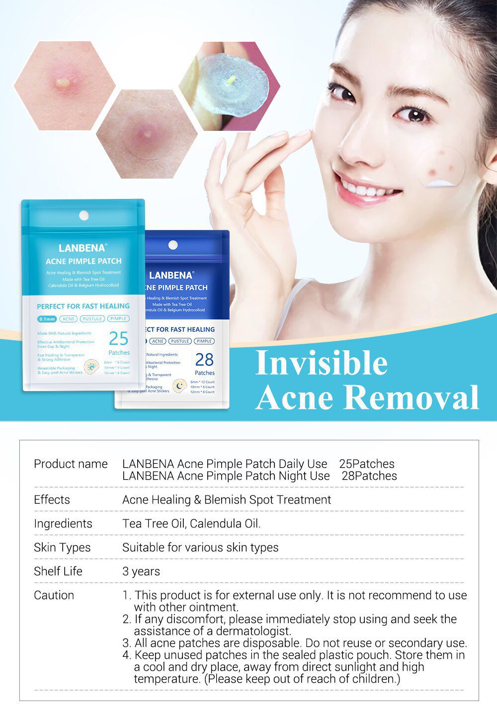 LANBENA Acne Pimple Patch Face Mask 28pcs Invisible Acne Stickers Blemish Treatment Pimple Remover Tool Skin Care Face Cream