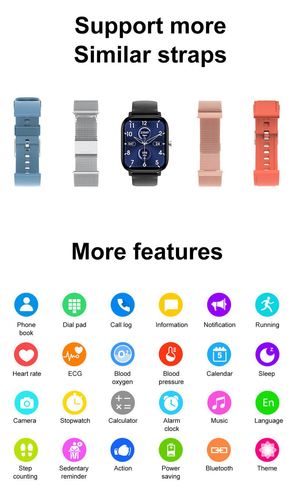 1.75 Inch IPS Screen Smart Watch Men Women ECG Heart Rate Blood Pressure Monitor Smartwatch Waterproof Watch For Android Iphone 1.75 Inch IPS Screen Smart Watch Men Women ECG Heart Rate Blood Pressure Monitor Smartwatch Waterproof Watch For Android Iphone