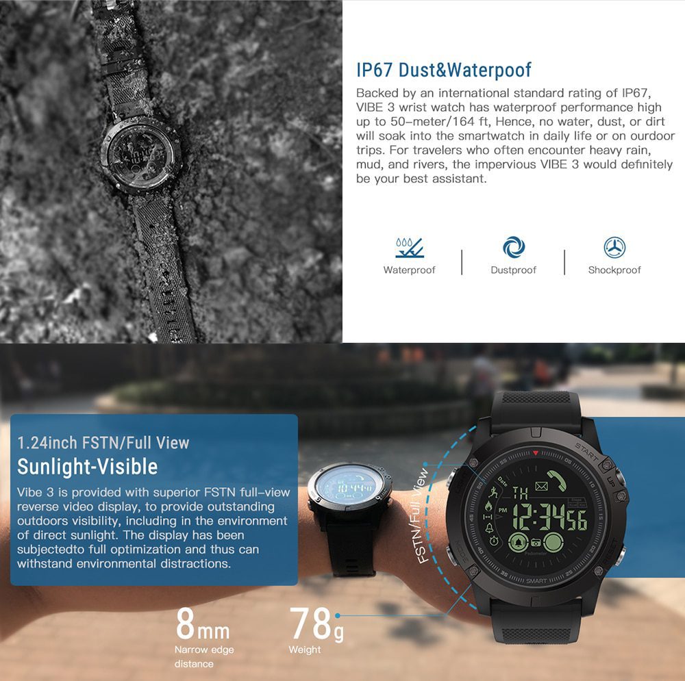 New Zeblaze VIBE 3 Flagship Rugged Smartwatch 33-month Standby Time 24h All-Weather Monitoring Smart Watch For IOS Android Watch New Zeblaze VIBE 3 Flagship Rugged Smartwatch 33-month Standby Time 24h All-Weather Monitoring Smart Watch For IOS Android Watch