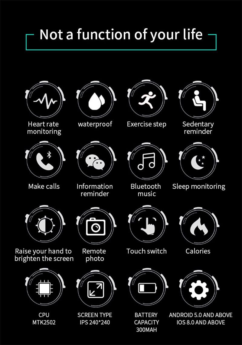 Smart Watch Fitness Tracker Heart Rate Monitor IP67 Waterproof Fitness Watch Pedometer Smartwatch Compatible for iOS Android Smart Watch Fitness Tracker Heart Rate Monitor IP67 Waterproof Fitness Watch Pedometer Smartwatch Compatible for iOS Android