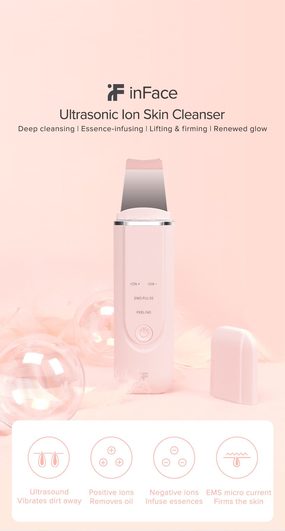 InFace Ultrasonic Facial Skin Scrubber Cleaner Ion Acne Blackhead Remover Peeling Shovel Cleaner Facial Massager Skin Care InFace Ultrasonic Facial Skin Scrubber Cleaner Ion Acne Blackhead Remover Peeling Shovel Cleaner Facial Massager Skin Care