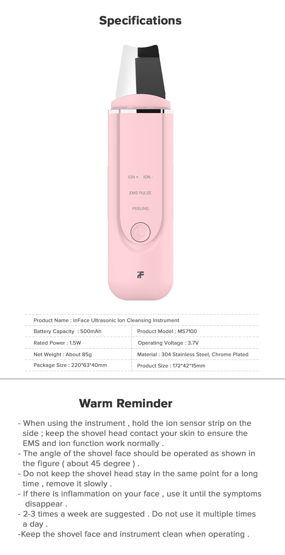 InFace Ultrasonic Facial Skin Scrubber Cleaner Ion Acne Blackhead Remover Peeling Shovel Cleaner Facial Massager Skin Care InFace Ultrasonic Facial Skin Scrubber Cleaner Ion Acne Blackhead Remover Peeling Shovel Cleaner Facial Massager Skin Care