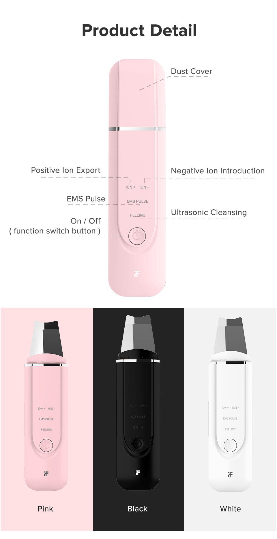 InFace Ultrasonic Facial Skin Scrubber Cleaner Ion Acne Blackhead Remover Peeling Shovel Cleaner Facial Massager Skin Care InFace Ultrasonic Facial Skin Scrubber Cleaner Ion Acne Blackhead Remover Peeling Shovel Cleaner Facial Massager Skin Care