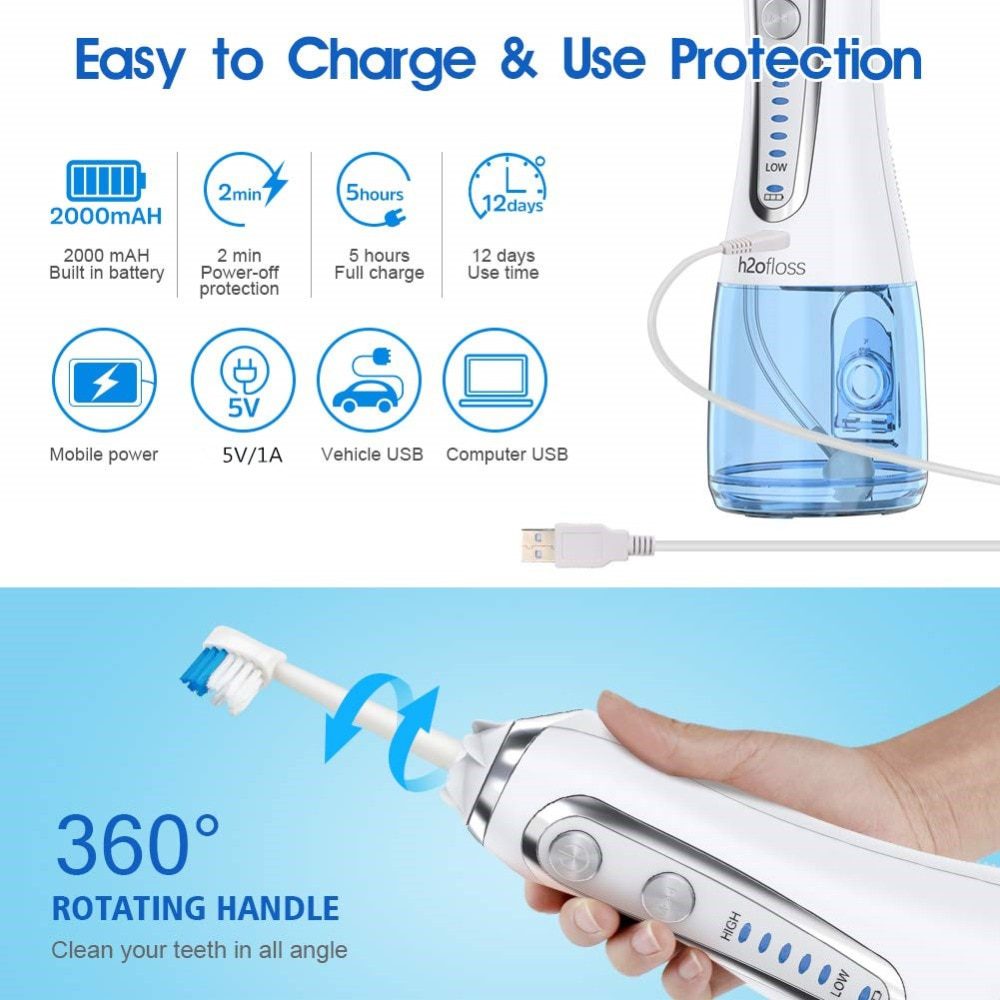 5 Modes Oral Irrigator USB Rechargeable Water Floss Portable Dental Water Flosser Jet 300ml Irrigator Dental Teeth Cleaner+5 Jet 5 Modes Oral Irrigator USB Rechargeable Water Floss Portable Dental Water Flosser Jet 300ml Irrigator Dental Teeth Cleaner+5 Jet