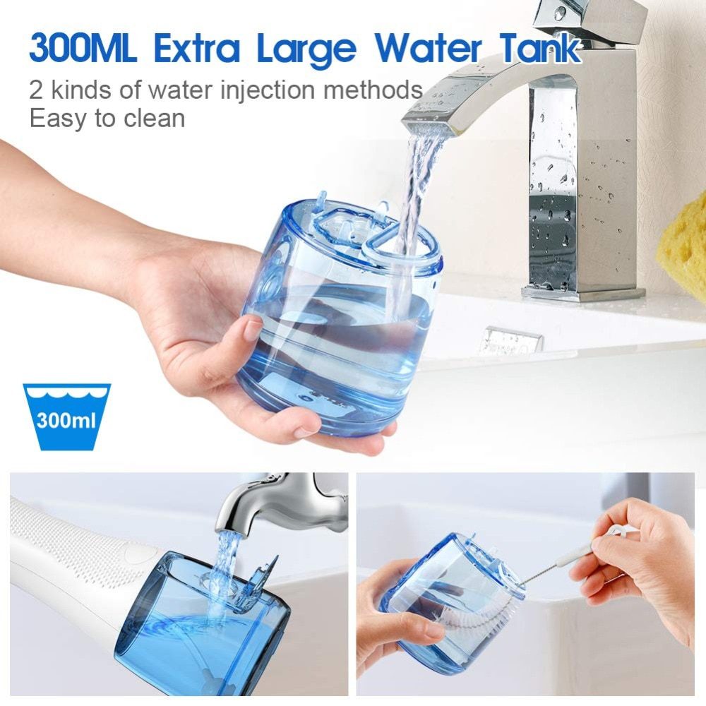 5 Modes Oral Irrigator USB Rechargeable Water Floss Portable Dental Water Flosser Jet 300ml Irrigator Dental Teeth Cleaner+5 Jet 5 Modes Oral Irrigator USB Rechargeable Water Floss Portable Dental Water Flosser Jet 300ml Irrigator Dental Teeth Cleaner+5 Jet