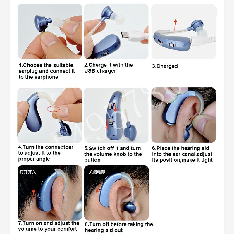 Rechargeable Mini Digital Hearing Aid Sound Amplifiers Wireless Ear Aids for Elderly Moderate to Severe Loss Drop Shipping