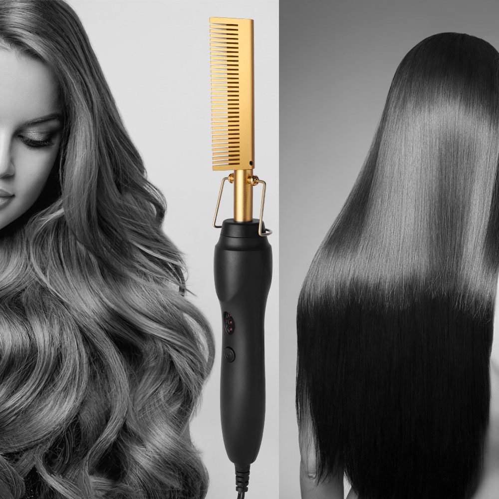 Hair Straightener Hot Heating Smooth Iron Comb Straightening Brush Multi-Function Corrugation Curling Iron Hair Curler Comb Hair Straightener Hot Heating Smooth Iron Comb Straightening Brush Multi-Function Corrugation Curling Iron Hair Curler Comb