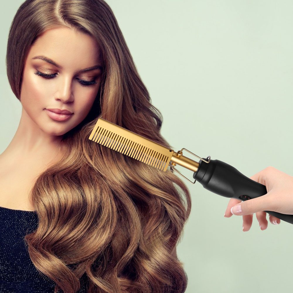 Hair Straightener Hot Heating Smooth Iron Comb Straightening Brush Multi-Function Corrugation Curling Iron Hair Curler Comb Hair Straightener Hot Heating Smooth Iron Comb Straightening Brush Multi-Function Corrugation Curling Iron Hair Curler Comb