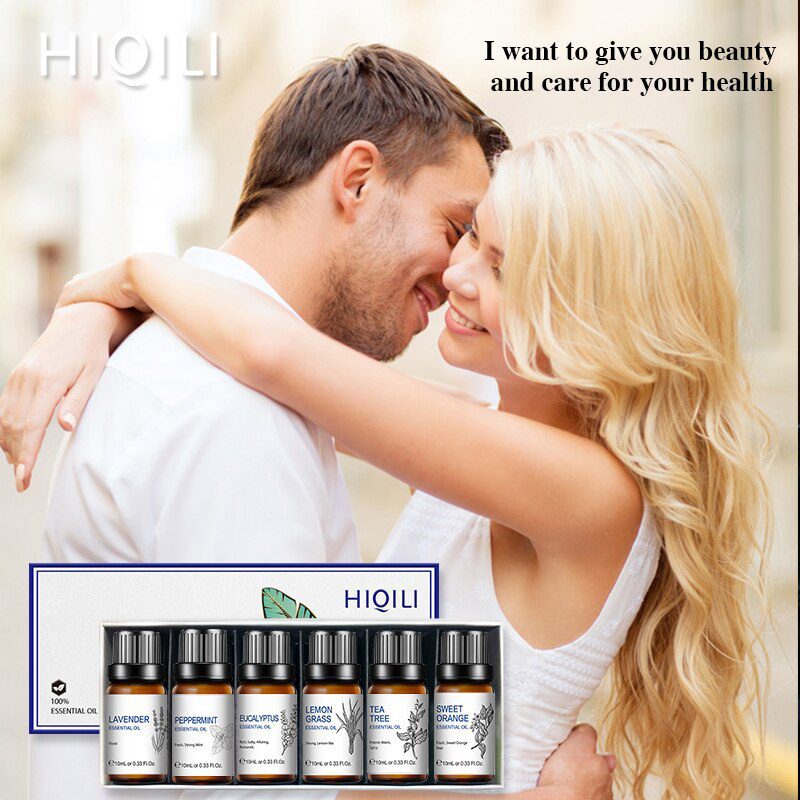 HIQILI 6Pcs/set 10ML Essential Oil Gift Box Tea Tree Peppermint Lavender Lemongrass Eucalyptus Vanilla Cinnamon Sandalwood Oil HIQILI 6Pcs/set 10ML Essential Oil Gift Box Tea Tree Peppermint Lavender Lemongrass Eucalyptus Vanilla Cinnamon Sandalwood Oil