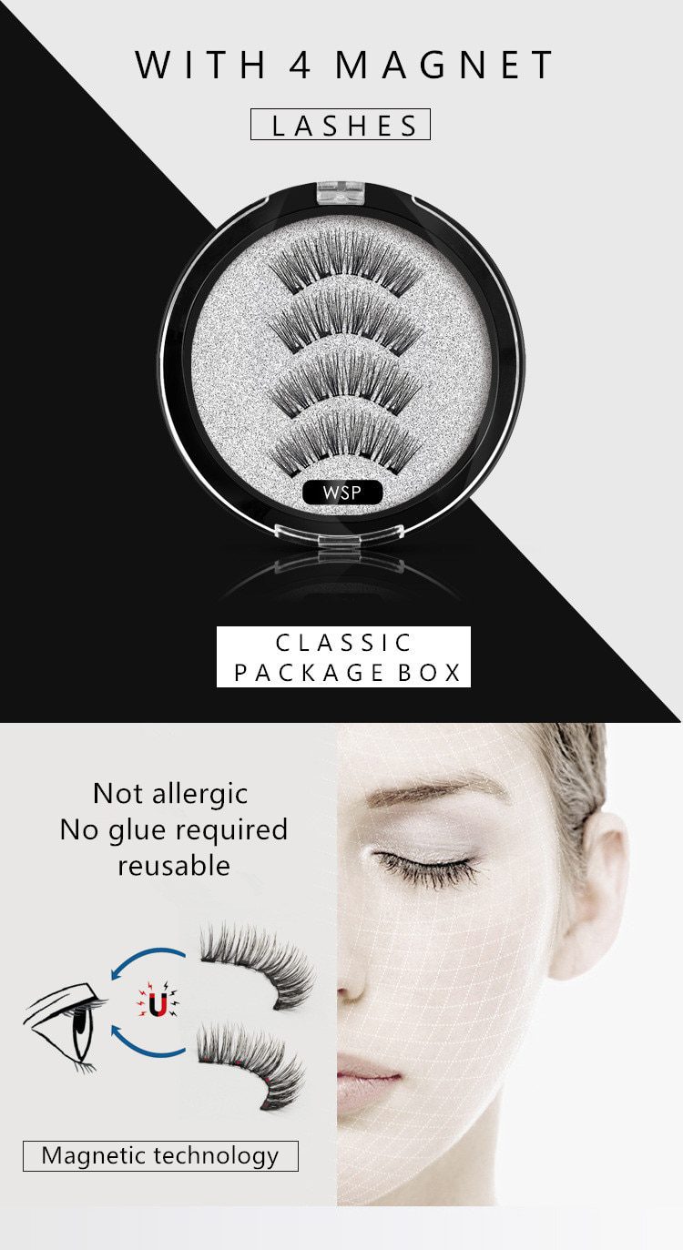 2 pairs of 4 natural magnetic eyelashes, reusable eyelashes, false eyelashes, quantum eyelash curler, easy to wear and transport 2 pairs of 4 natural magnetic eyelashes, reusable eyelashes, false eyelashes, quantum eyelash curler, easy to wear and transport