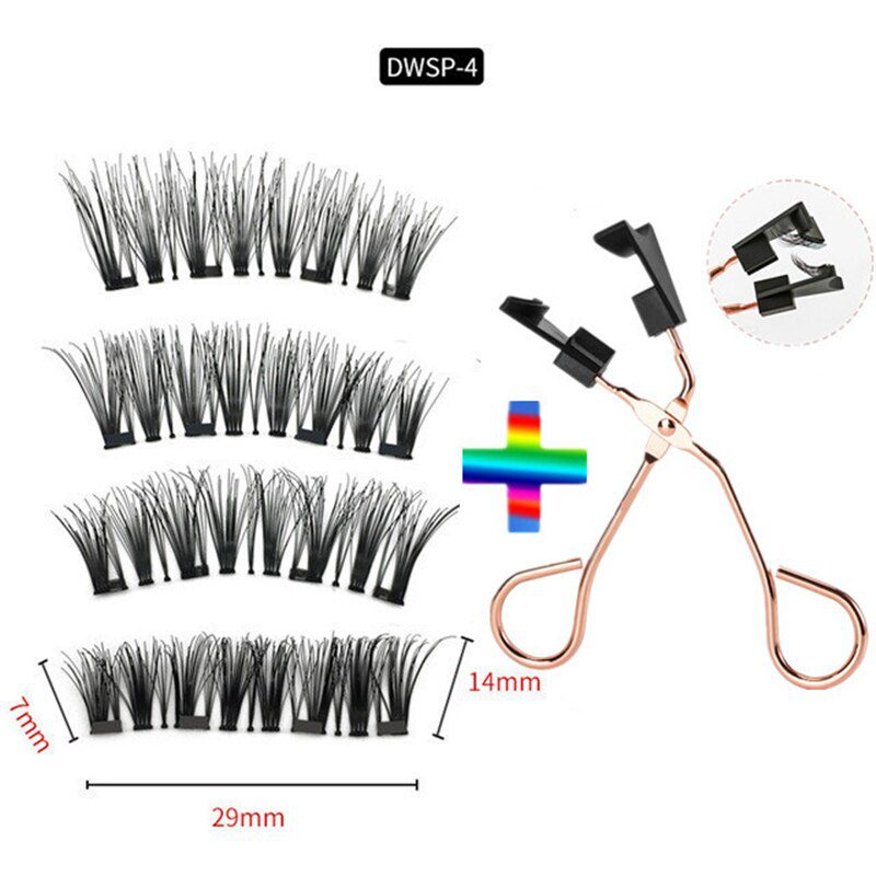 2 pairs of 4 natural magnetic eyelashes, reusable eyelashes, false eyelashes, quantum eyelash curler, easy to wear and transport 2 pairs of 4 natural magnetic eyelashes, reusable eyelashes, false eyelashes, quantum eyelash curler, easy to wear and transport