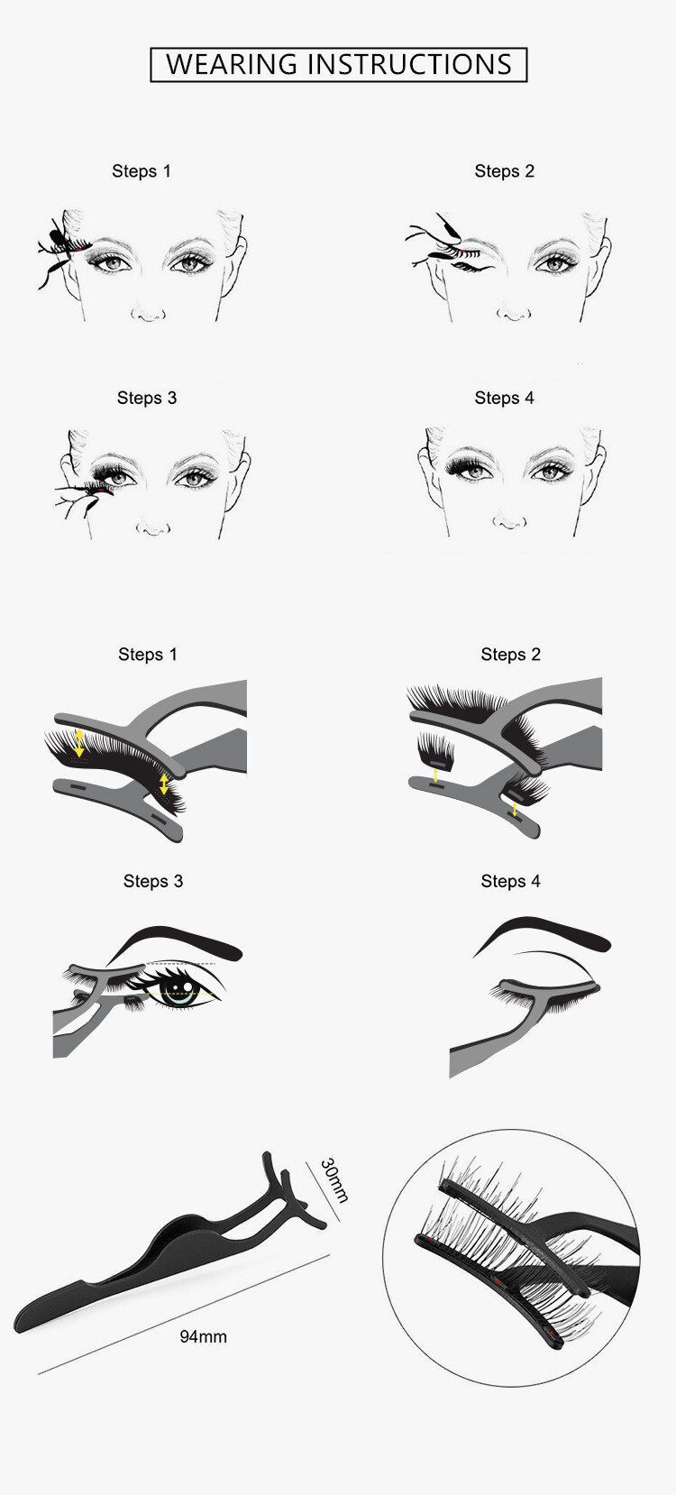 2 pairs of 4 natural magnetic eyelashes, reusable eyelashes, false eyelashes, quantum eyelash curler, easy to wear and transport 2 pairs of 4 natural magnetic eyelashes, reusable eyelashes, false eyelashes, quantum eyelash curler, easy to wear and transport