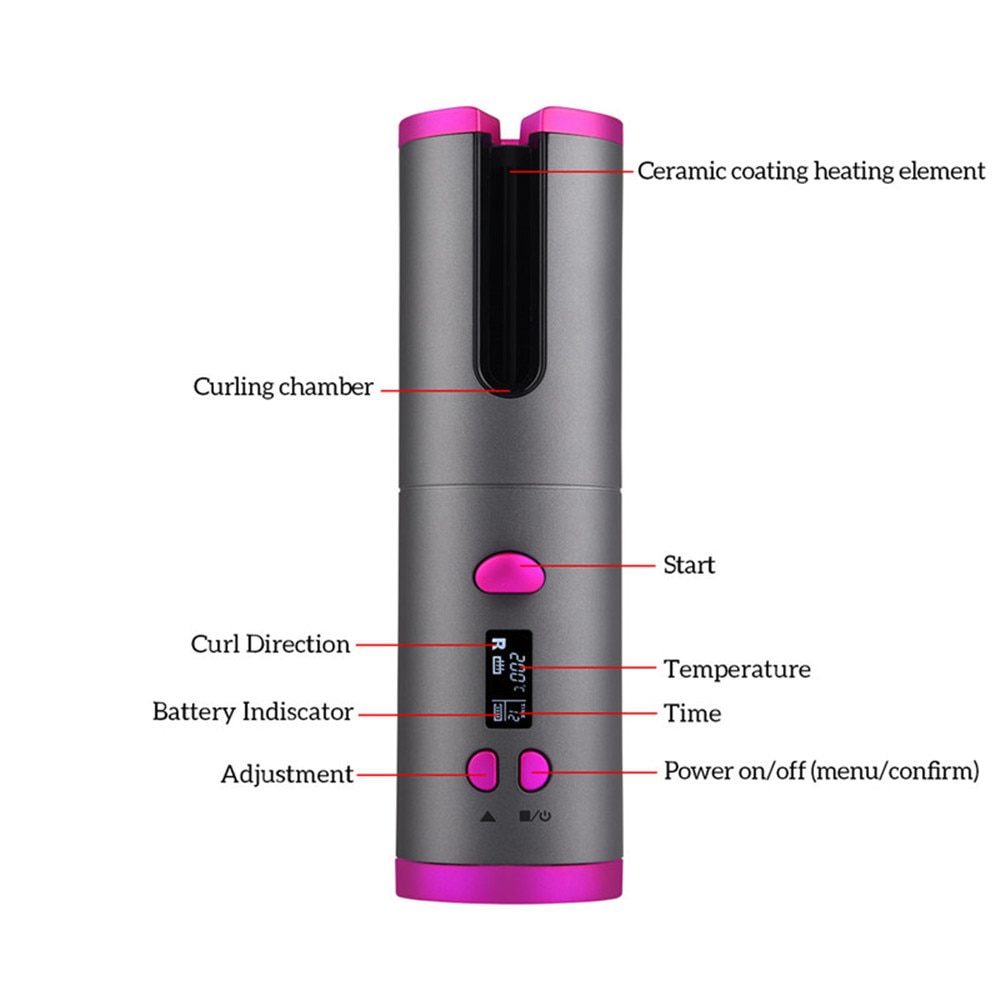 Automatic Hair Curler Auto Ceramic Wireless Curling Iron Hair Waver Tongs Beach Waves Iron Curling Wand Air Curler USB Cordless Automatic Hair Curler Auto Ceramic Wireless Curling Iron Hair Waver Tongs Beach Waves Iron Curling Wand Air Curler USB Cordless