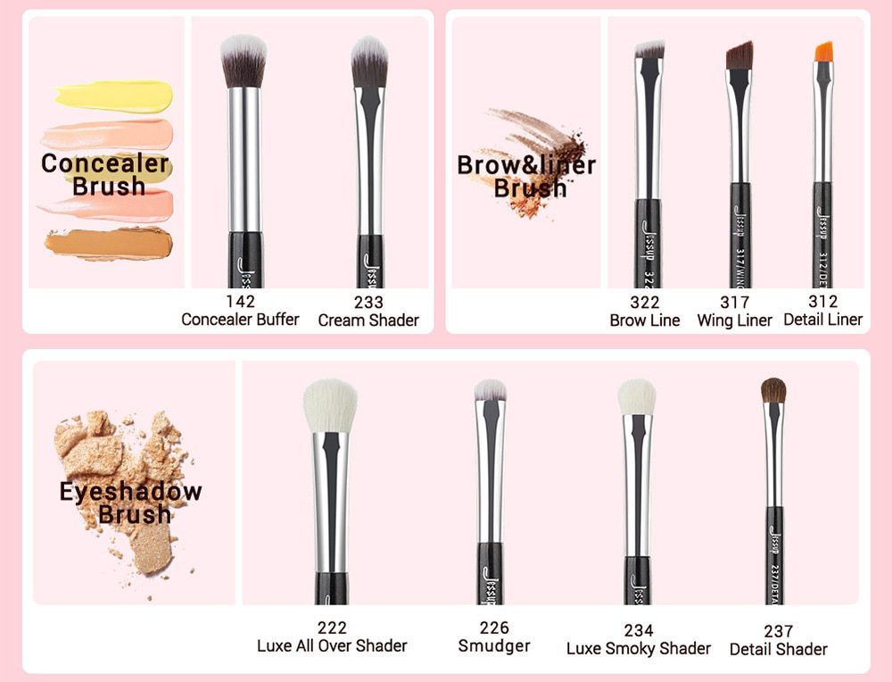 Jessup Makeup brushes set Black/Silver Professional with Natural Hair Foundation Powder Eyeshadow Make up Brush Blush 6pcs-25pcs Jessup Makeup brushes set Black/Silver Professional with Natural Hair Foundation Powder Eyeshadow Make up Brush Blush 6pcs-25pcs