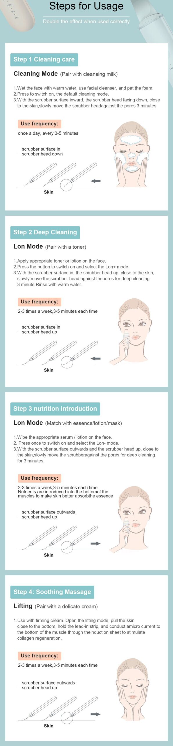 Ultrasonic Skin Scrubber Facial Cleansing Peeling Machine Blackhead Remover Pore Cleaner EMS LED Anti Aging Facial Massager EMS