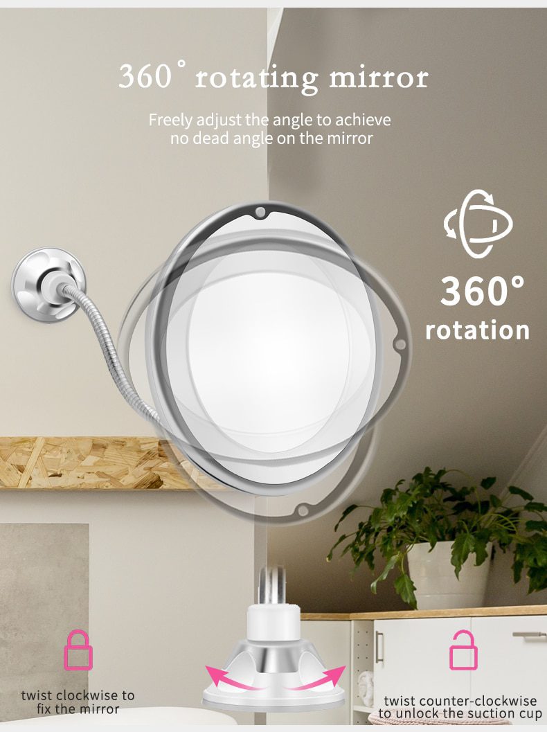 LED Mirror Light Makeup Mirror with Led Light Flexible 10X Magnifying Mirrors Light Cosmetic Miroir Dropshipping Vanity Mirrors